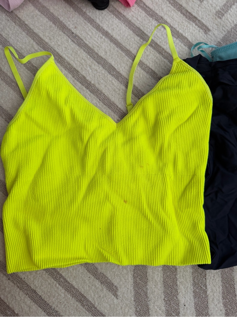 Urban Planet Neon Yellow Ribbed V-Neck Cami